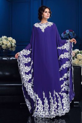 Abito mamma Sposa Principessa con Maniche Lunghe in Chiffon A Terra con Applique