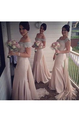 Elegante Vestido de Dama de Honor de Corte Sirena en Gasa de Hasta el suelo de Apliques