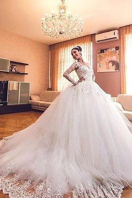 Abito da Sposa Coda A Strascico Corto in Tulle Elegante Vintage Ball Gown