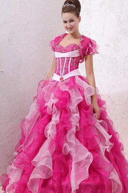 Duchesse-Linie Organza Jugendweihekleid mit Stickerei mit Rüschen