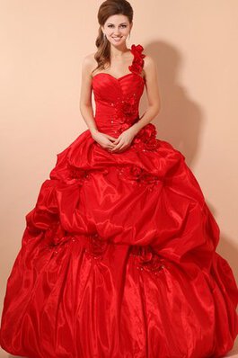 Duchesse-Linie A Linie Herz-Ausschnitt Quinceanera Kleid mit Rüschen mit Blume