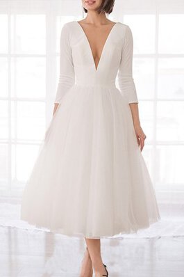 Abito da sposa mini semplice a-line squisito v-scollo pomposo