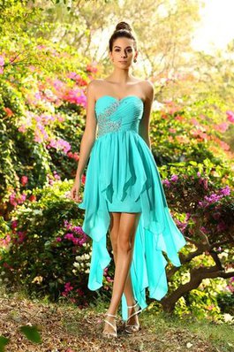 Abito da Damigella Alta Vita Alta Bassa Cuore in Chiffon Asimmetrici