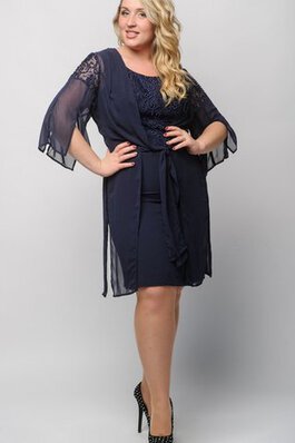 Robe de cocktail naturel plissage avec manche 3/4 en chiffon col u profond