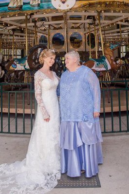 Robe mère de mariée décontracté avec bouton de col bateau en satin élastique col u profond