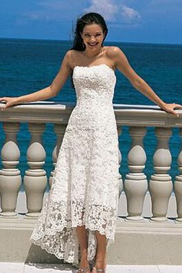 Romántico Vestido de Novia de Playa de Encaje Adorno