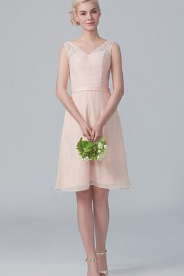 A-Line Ärmelloses Chiffon informelles Brautjungfernkleid mit Bordüre mit gekappten Ärmeln