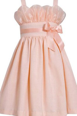 A-Linie Ärmelloses knielanges Blumenmädchenkleid mit Plissierungen mit Spaghettiträger