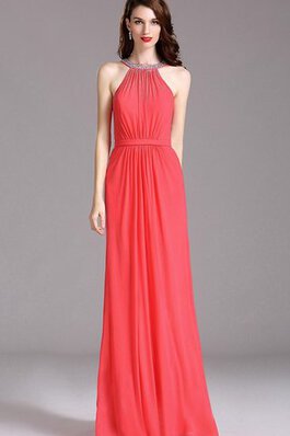 Robe de bal avec perle avec chiffon au niveau de cou avec sans manches