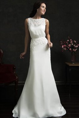 Abito da Sposa con Applique Senza Maniche con Piega A-Line tradizionale Elegante