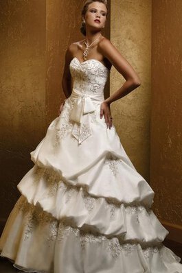 Robe de mariée de mode de bal avec nœud ample de col en cœur avec sans manches