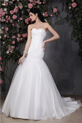 Ärmellos Organza Einfaches Modern Brautkleid mit Rüschen