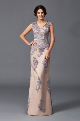 Robe de soirée longue en satin bandouliere spaghetti appliques avec sans manches