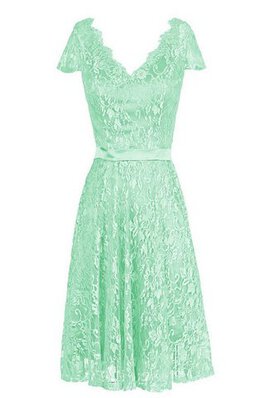 Robe demoiselle d'honneur bref plissé fermeutre eclair v encolure avec manche courte