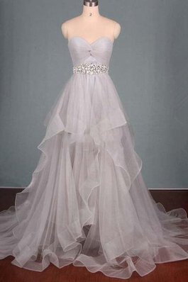 Robe de bal pailleté avec gradins longueru au niveau de sol ruché avec perle