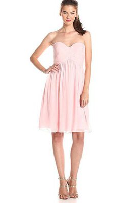 Robe demoiselle d'honneur naturel a-ligne en chiffon ruché avec sans manches