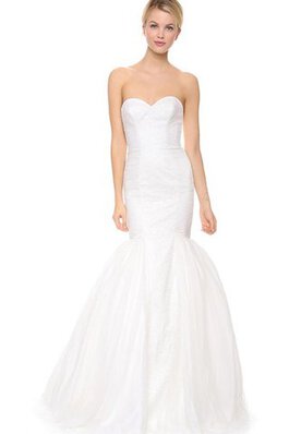 Robe de mariée plissé long a plage col en forme de cœur