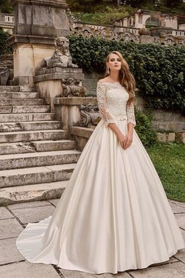 Robe de mariée intemporel modeste plissé ceinture avec nœud