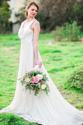 Abito da Sposa Spazzola Treno in Chiffon in pizzo a riva Formale E Informale Senza Maniche