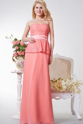 Chiffon Ärmellos langes extravagantes Brautjungfernkleid mit Gürtel mit Bordüre