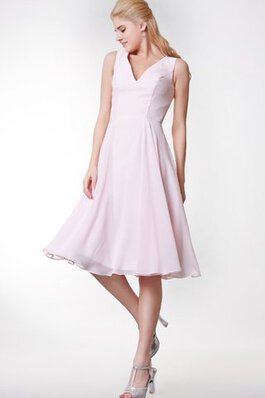 Robe demoiselle d'honneur plissage simple avec chiffon ligne a manche nulle