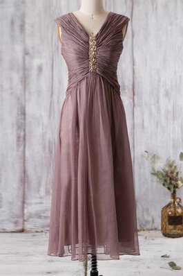 Robe demoiselle d'honneur nature facile ruché avec manche épeules enveloppants avec perle