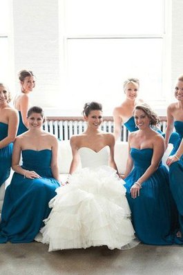 Prinzessin Ärmelloses A-Linie Brautjungfernkleid mit Herz-Ausschnitt aus Chiffon
