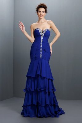 Meerjungfrau Sweep train Sittsames Sexy Ballkleid ohne Ärmeln