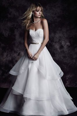 Robe de mariée delicat spécial de col en cœur avec lacets ruchés plongeants