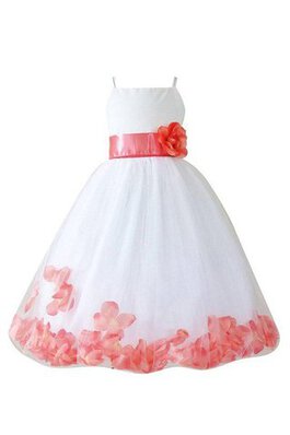 Robe de cortège enfant avec fleurs ceinture en étoffe avec ruban manche nulle en tulle