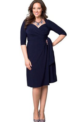 Robe de cocktail avec manche 1/2 ruché avec chiffon de longueur à genou a-ligne