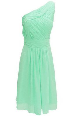Abito da Damigella in Chiffon monospalla Cerniera Senza Maniche con Increspato Corto