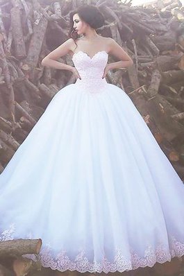 Elegante Vestido de Novia de Corte Evasé de Cola Barriba de Sin mangas