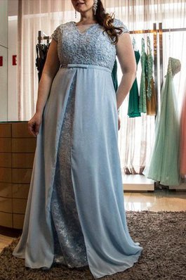 Kurze Ärmeln Prinzessin Chiffon Ballkleid für Übergröße mit Bordüre