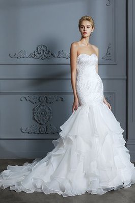 Robe de mariée de traîne courte en salle en organza absorbant de col en cœur