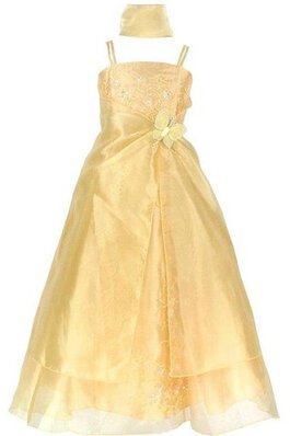 Robe de cortège enfant brillant long manche nulle bandouliere spaghetti