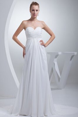 Abito da Sposa con Piega A-Line A Terra Cuore Lungo con Criss-cross