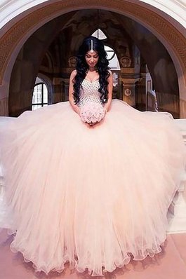 Ärmelloses Normale Taille Klassisches Extravagantes Brautkleid aus Tüll