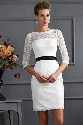 Robe mère de mariée bref avec décoration dentelle avec zip de fourreau avec ruban