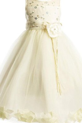 Robe de cortège enfant pailleté naturel avec perle avec nœud à boucles col u profond