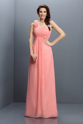 Robe demoiselle d'honneur longue en chiffon de bustier avec zip avec fleurs