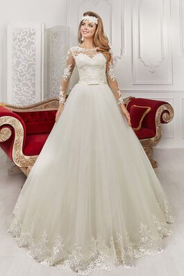 Robe de mariée romantique facile avec manche longue avec nœud de traîne courte