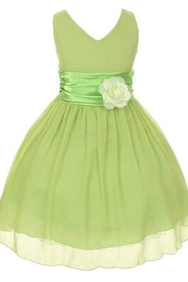 Robe de cortège enfant plissage manche nulle textile en tulle v encolure avec fleurs