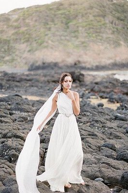 Robe de mariée naturel avec chiffon jusqu'au sol fermeutre eclair a plage