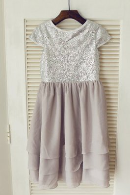 A-Linie Chiffon Normale Taille Blumenmädchenkleid ohne Ärmeln mit Kurzen Ärmeln