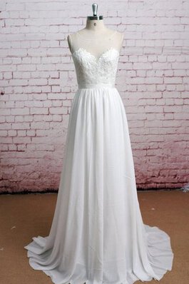 Robe de mariée au bord de la mer avec ruban ligne a de traîne courte avec bouton