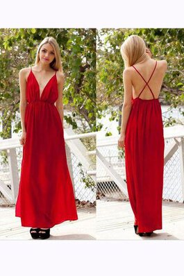 Robe de bal plissé v encolure manche nulle en chiffon sans dos