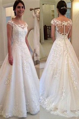 Robe de mariée boutonné avec mousseline a salle intérieure accrocheur longue