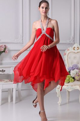 Robe de cocktail de dos nu de tour de ceinture empire col en forme de cœur en chiffon