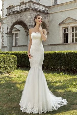 Abito da Sposa Senza Maniche senza strap Naturale Sirena in pizzo Spazzola Treno